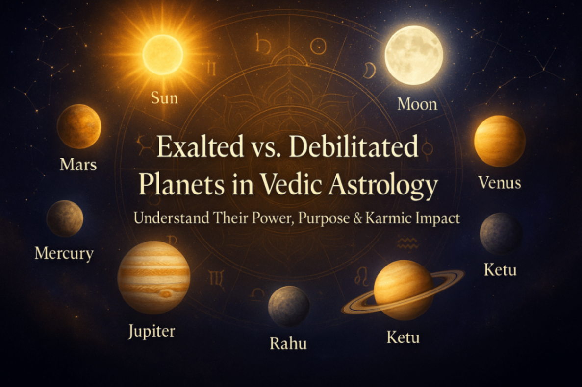Exalted and Debilitated Planets in Vedic Astrology: Meaning Insights & Karmic Impact -DKSCORE Exalted and Debilitated Planets in Vedic Astrology: Meaning Insights & Karmic Impact -DKSCORE